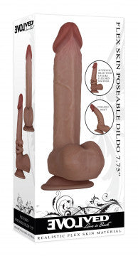 Flexskin Poseable Dildo - 7.75 Inch - Dark