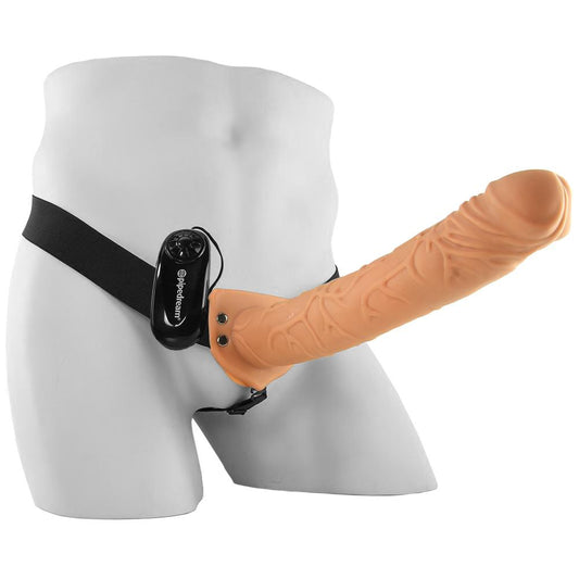 Fetish Fantasy 11" Vibrating Hollow Strap-On in Flesh