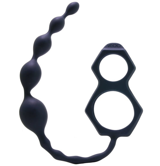 Scorpio Cock & Ball Ring with Anal Chain in Just Black