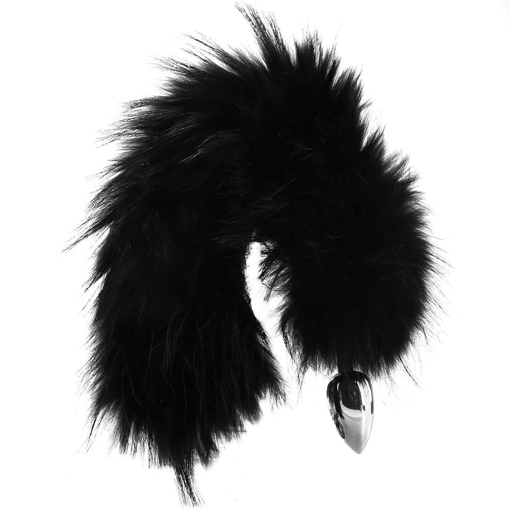 Stainless Steel Butt Plug with Fur Tail in M