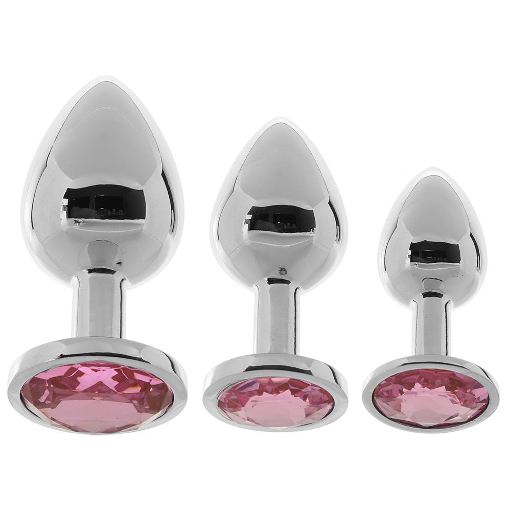 Pink Gem Aluminum Anal Plug Set