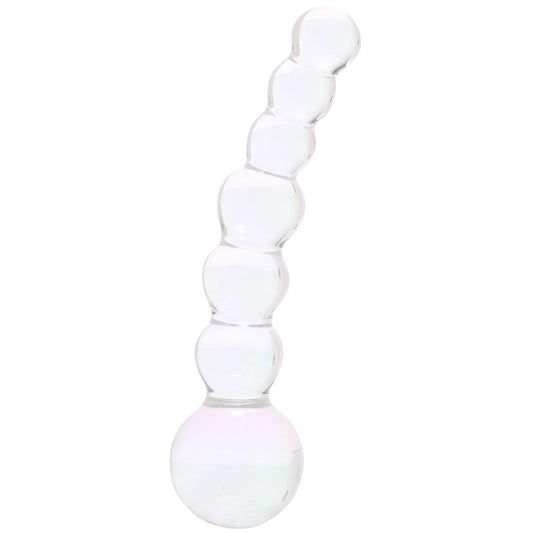 5 Inch Curved flass Glass Beaded Dildo