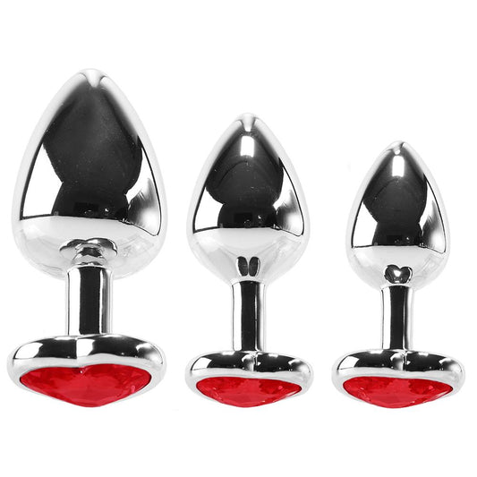 Booty Sparks Red Heart Gem Anal Plug Set