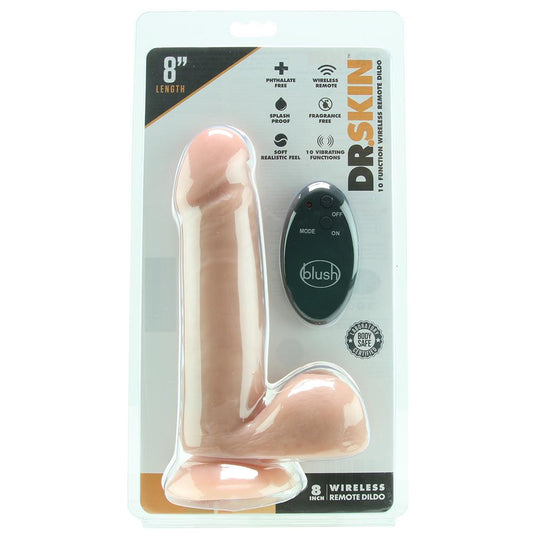 Dr. Skin 8 Inch Wireless Remote Vibrating Dildo in Beige