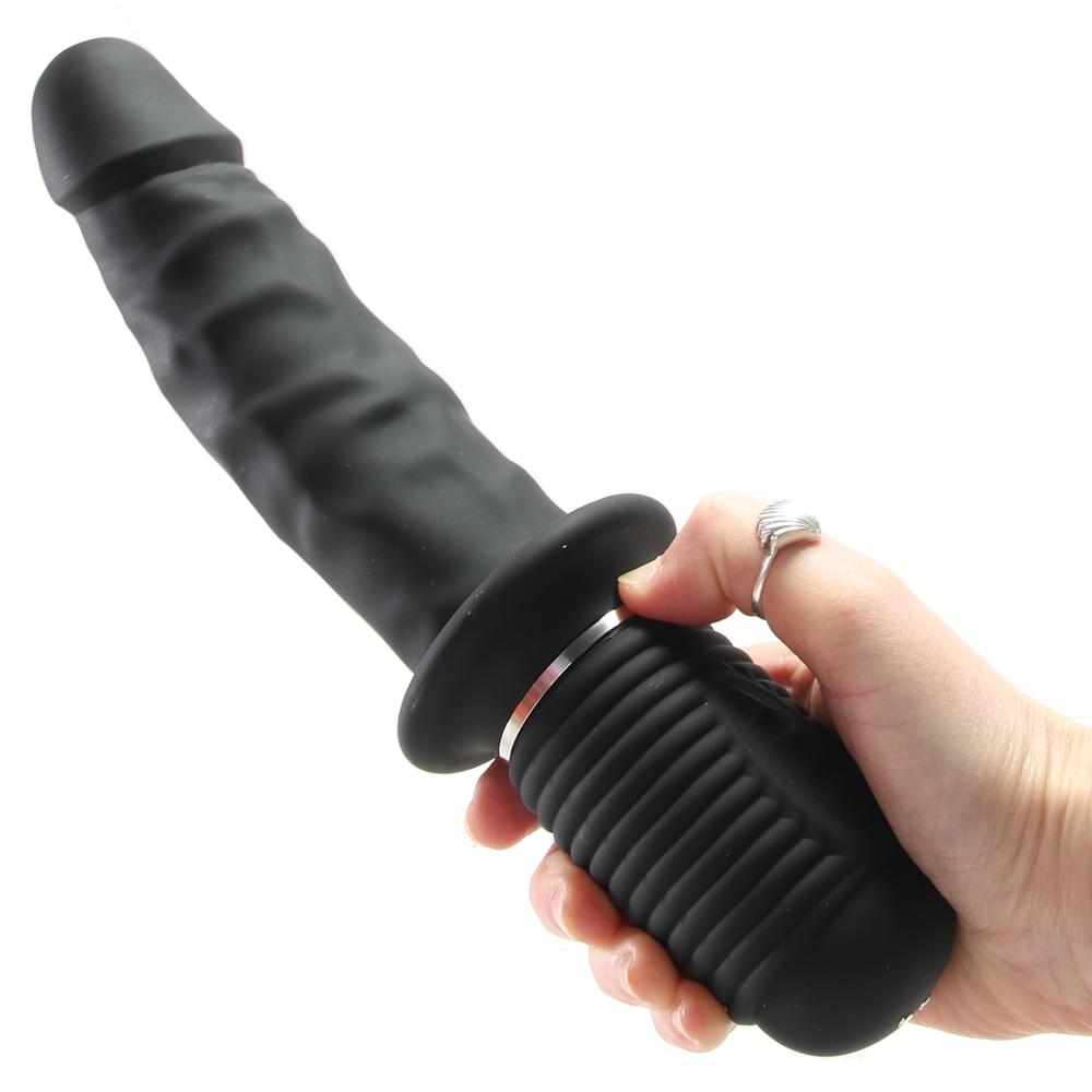 Power Pounder Vibrating & Thrusting Dildo in Black