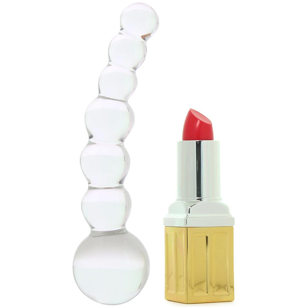 5 Inch Curved flass Glass Beaded Dildo