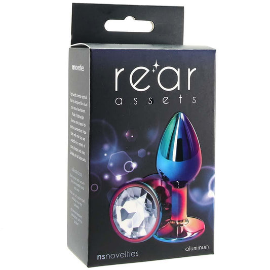 Small Aluminum Plug with Clear Gem in Multicolor