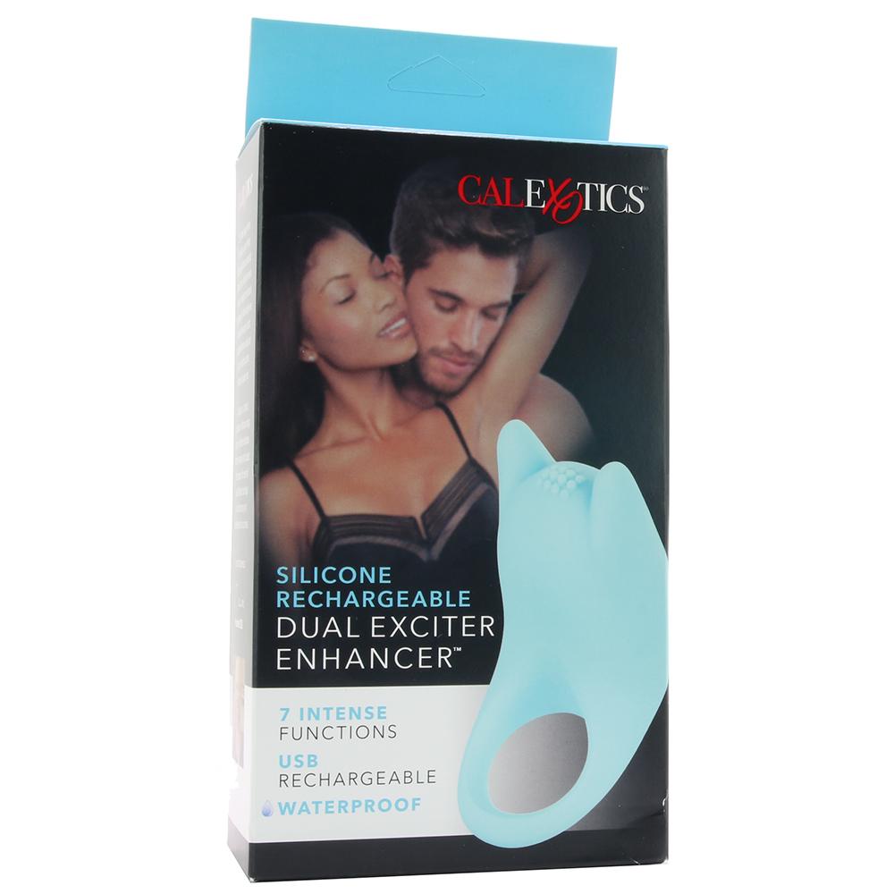 Dual Exciter Enhancer Vibrating Cock Ring in Teal