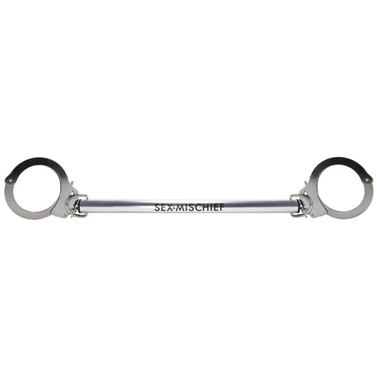 Sex & Mischief Spreader Bar with Metal Cuffs in Silver