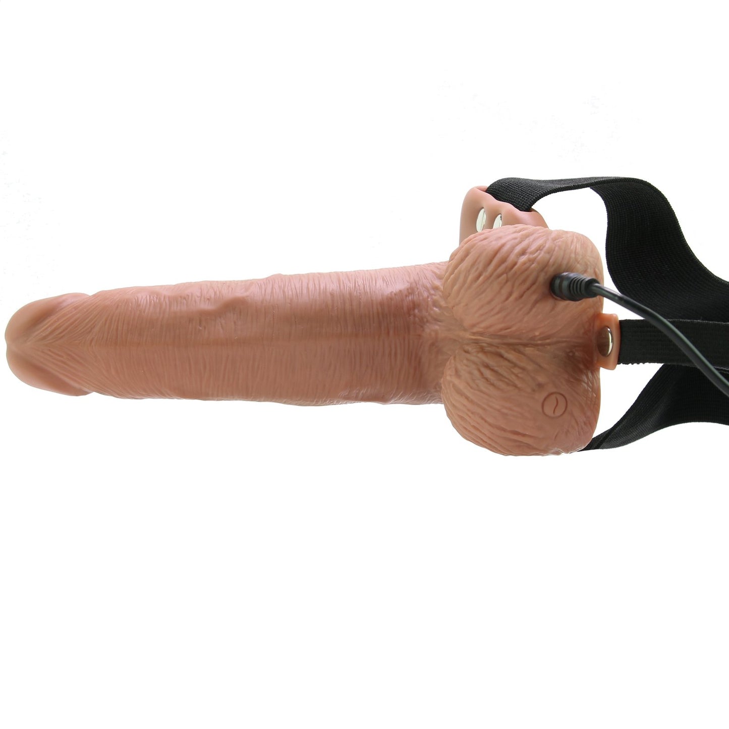 6 Inch Hollow Vibrating Strap-On with Balls in Tan