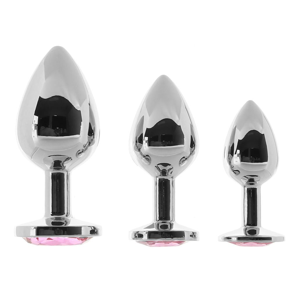 Pink Gem Aluminum Anal Plug Set