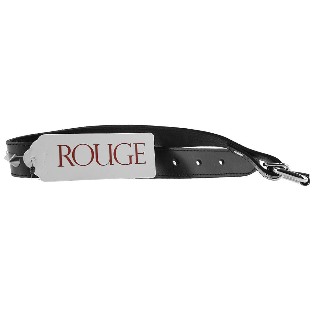 Studded Leather O-Ring Collar in Black