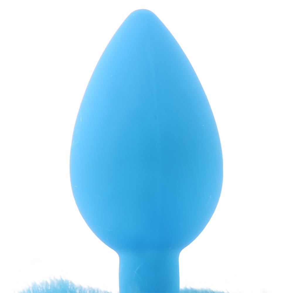 Bunny Tail Beginner Silicone Butt Plug in Blue