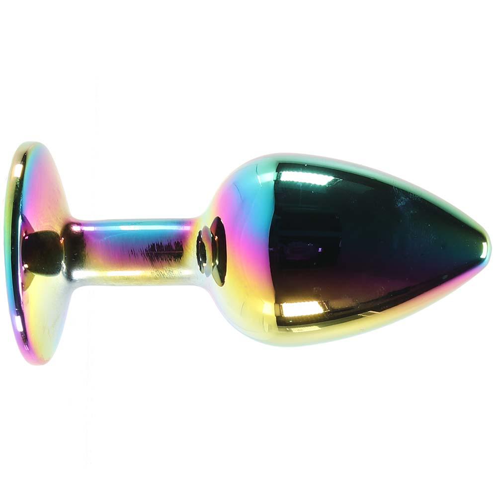 Small Aluminum Plug with Clear Gem in Multicolor