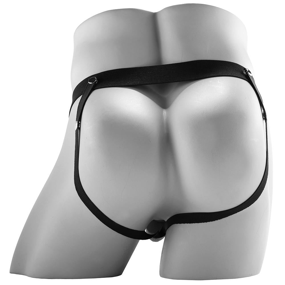 6 Inch Hollow Vibrating Strap-On with Balls in Tan