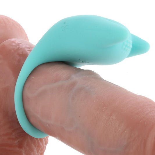 Dual Exciter Enhancer Vibrating Cock Ring in Teal