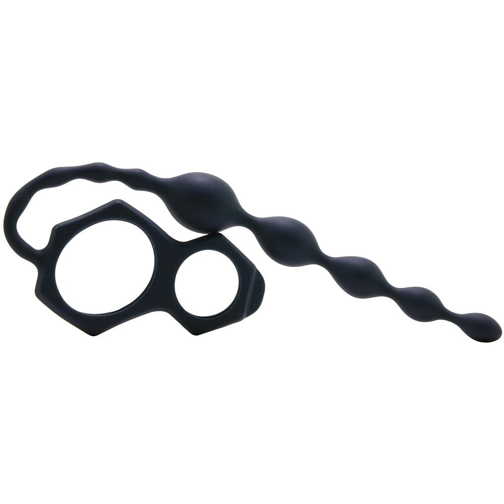 Scorpio Cock & Ball Ring with Anal Chain in Just Black