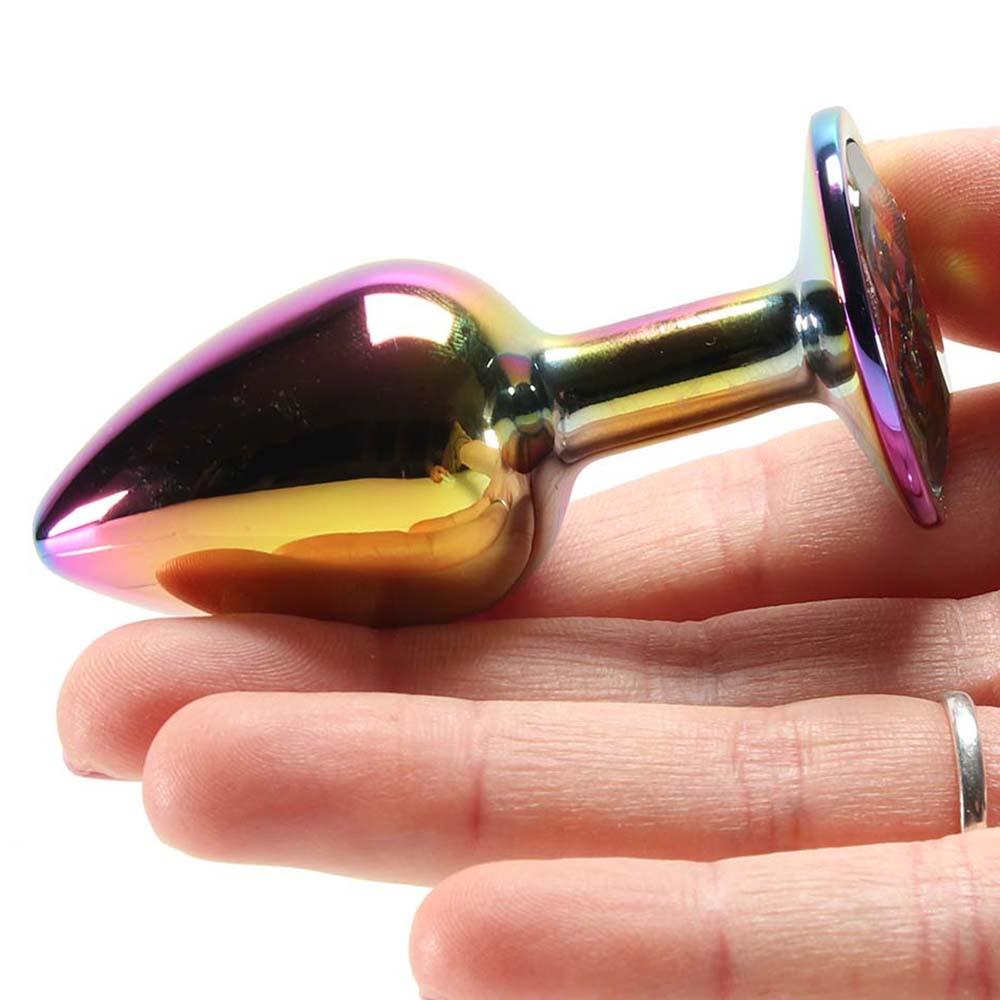 Small Aluminum Plug with Clear Gem in Multicolor