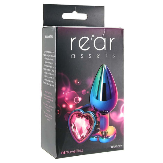 Medium Aluminum Plug with Pink Heart Gem in Multicolor