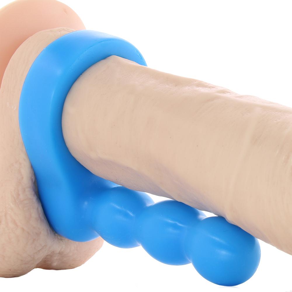 Platinum Silicone The Double Dip 2 Cock Ring Plug in Blue