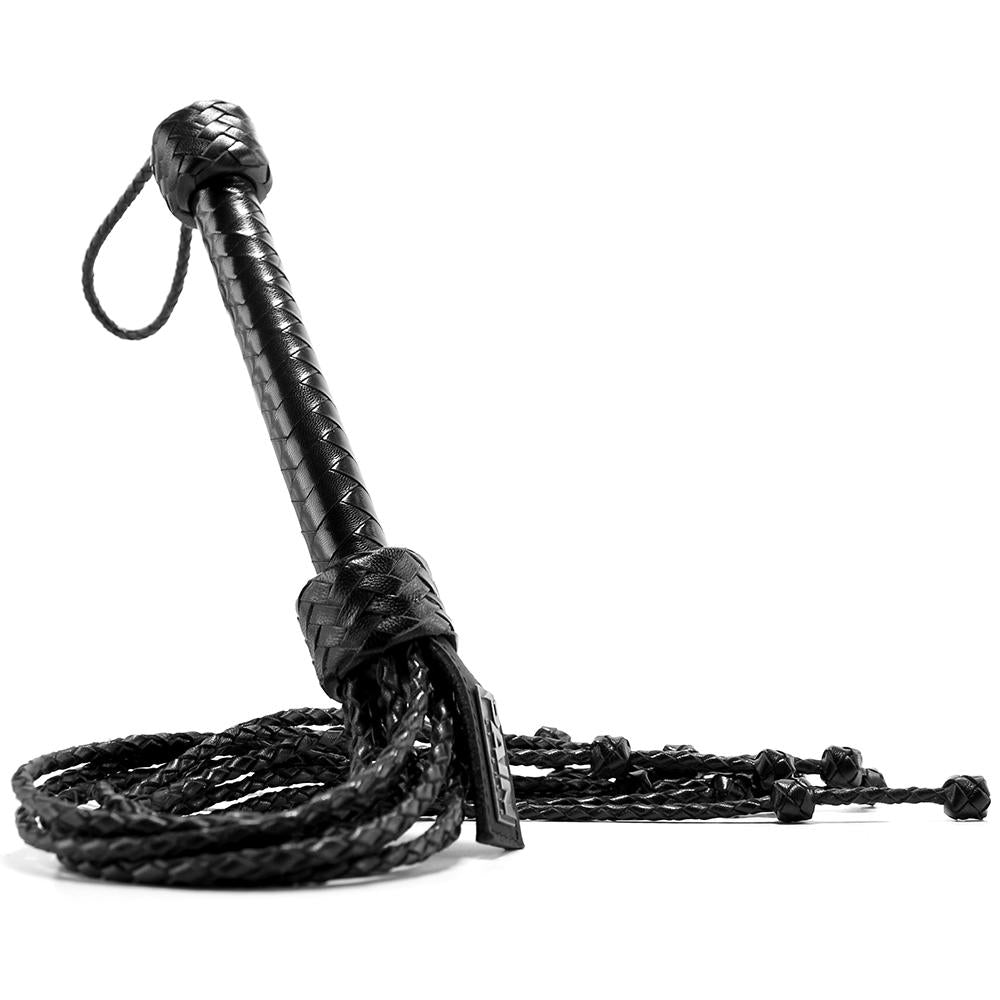 Pain Short Leather Braided Flogger in Black