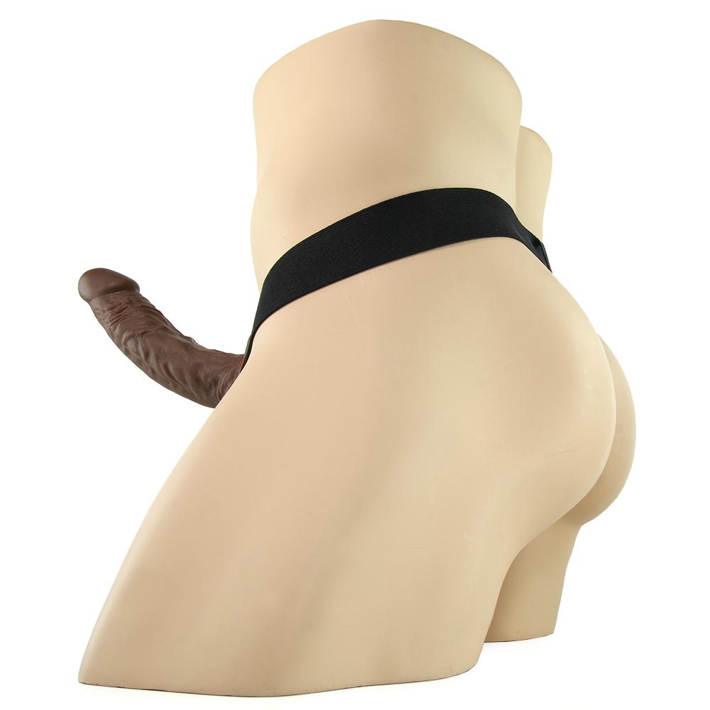 Fetish Fantasy 7 Inch Hollow Strap-On with Balls in Brown