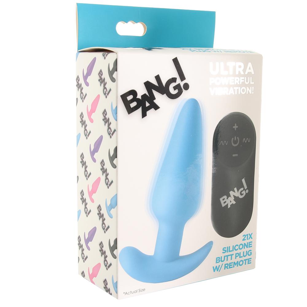 Bang! 21X Vibrating Remote Butt Plug in Blue