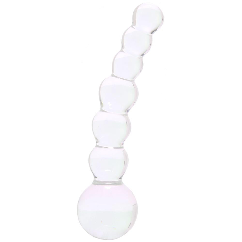 5 Inch Curved  flass Glass Beaded Dildo
