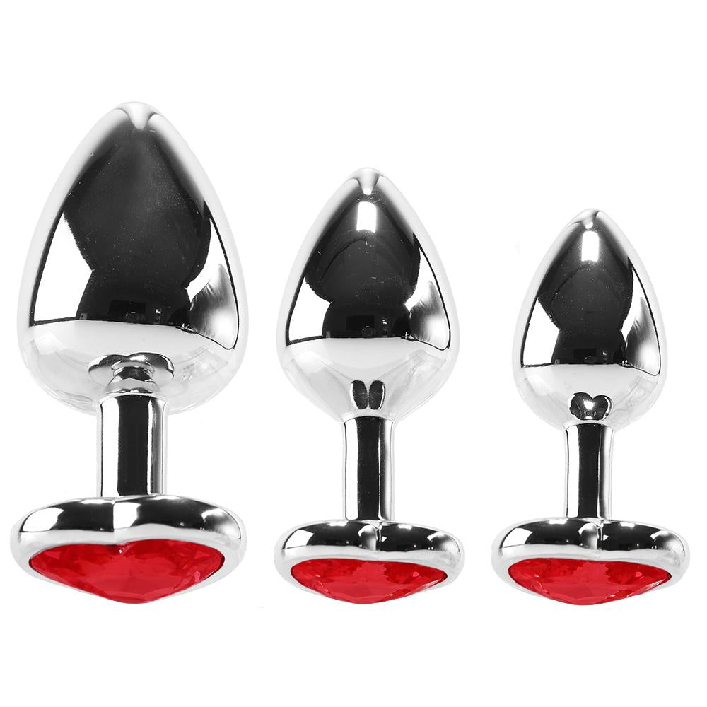 Booty Sparks Red Heart Gem Anal Plug Set