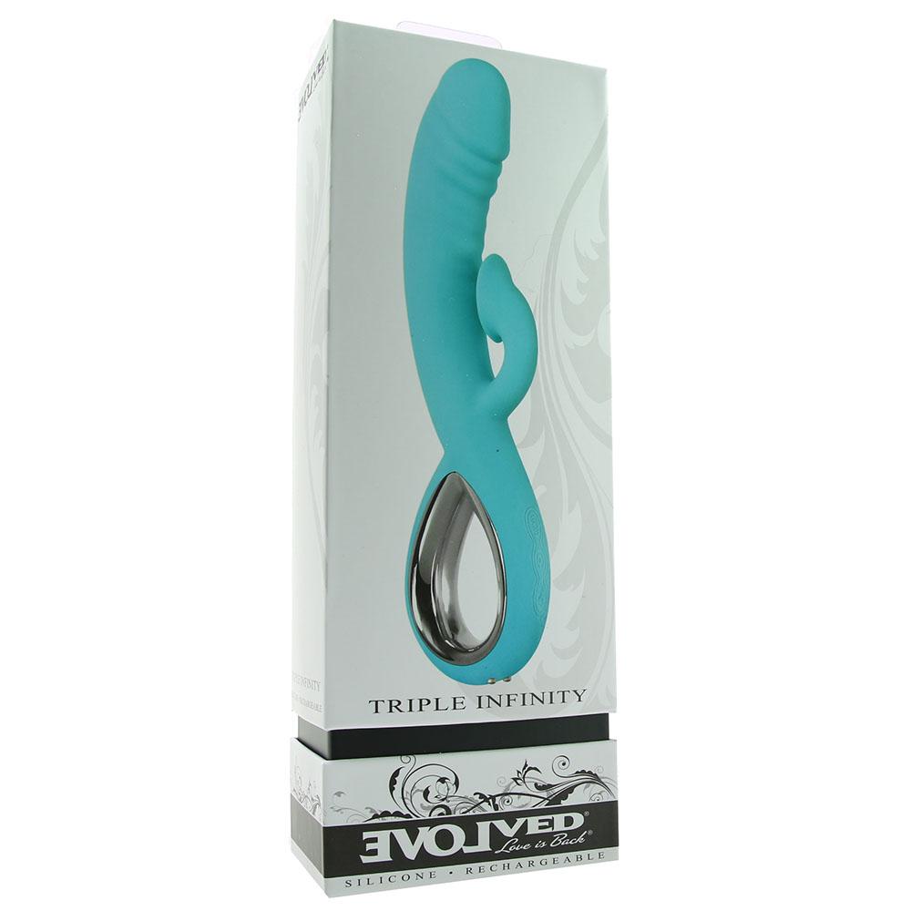 Triple Infinity Heating Rabbit Vibe with Suction in Teal