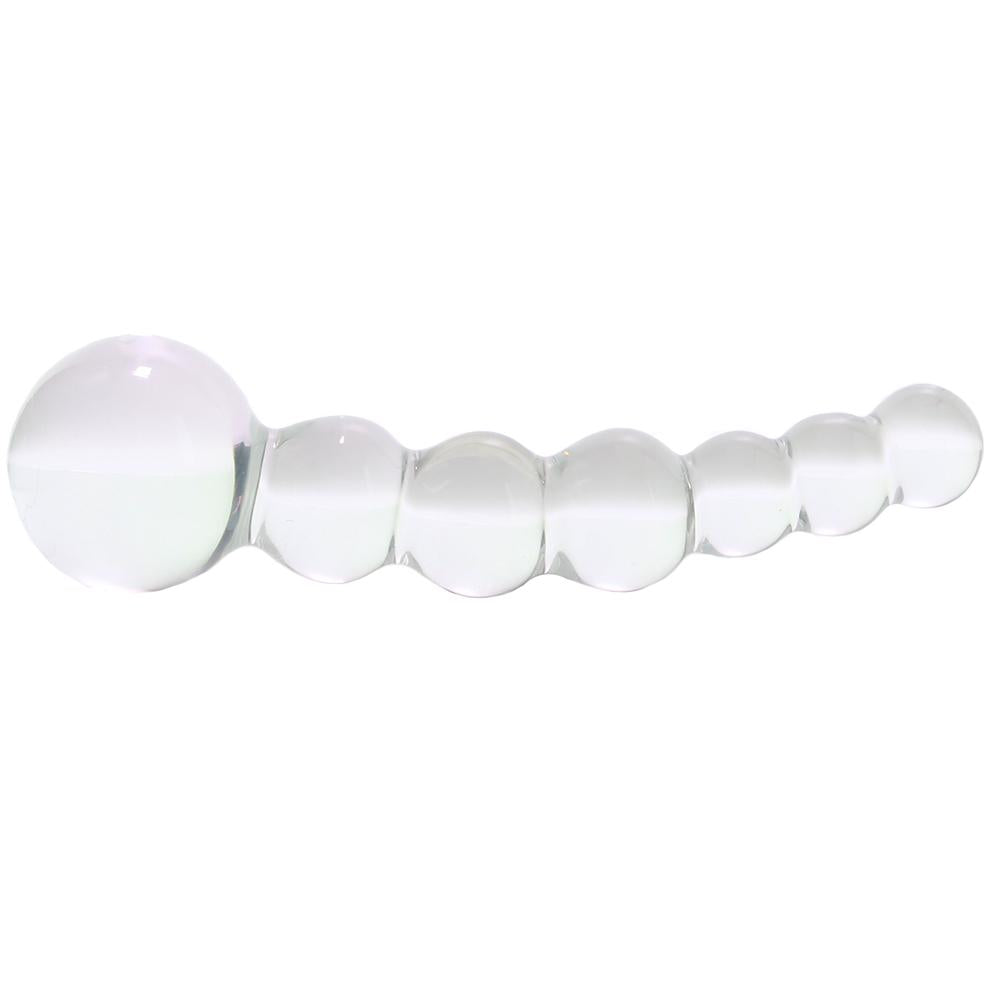 5 Inch Curved  flass Glass Beaded Dildo