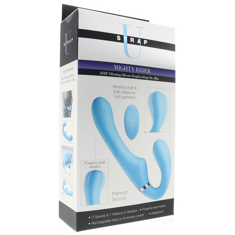 Strap U Mighty Rider Strapless Strap-On Vibe in Blue