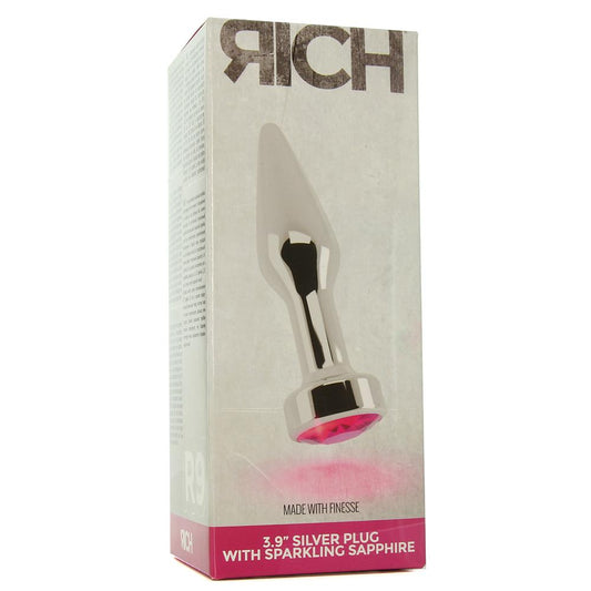 Rich R9 Silver Plug with Sparkling Sapphire in Pink