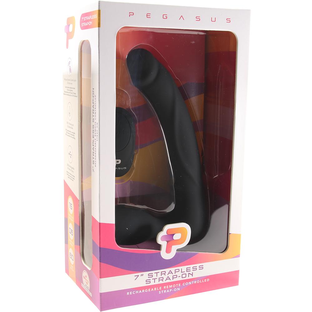 Pegasus 7 Inch Remote Strapless Strap-On in Black