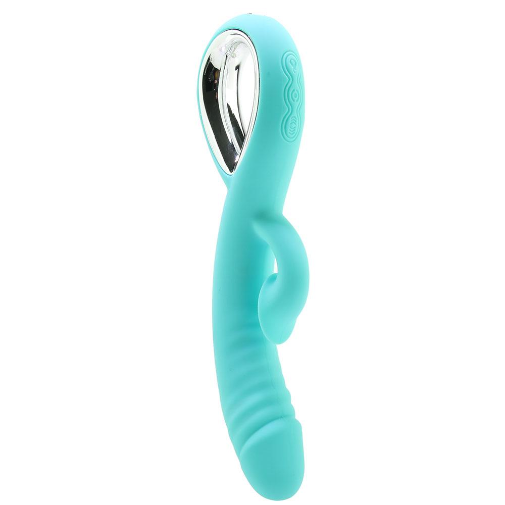 Triple Infinity Heating Rabbit Vibe with Suction in Teal