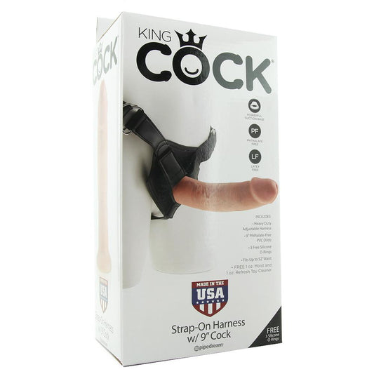 King Cock Strap-On Harness with 9 Inch Cock in Flesh