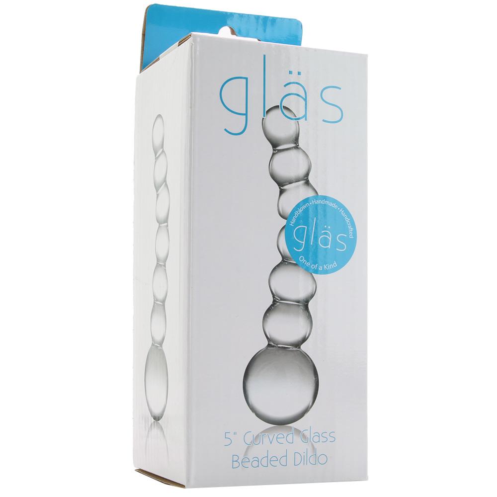 5 Inch Curved  flass Glass Beaded Dildo