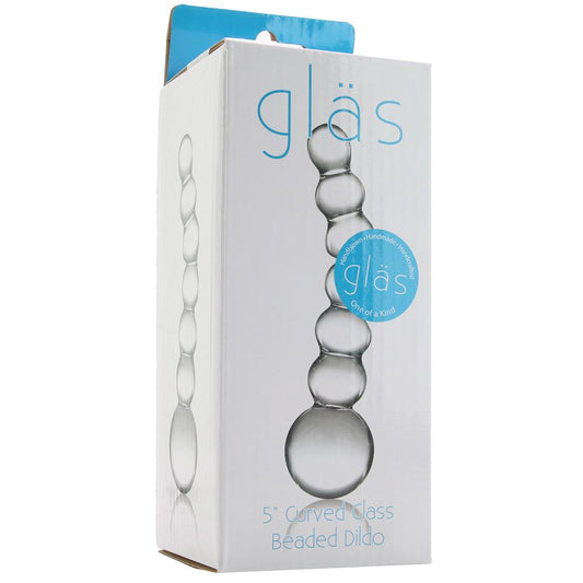 5 Inch Curved  flass Glass Beaded Dildo