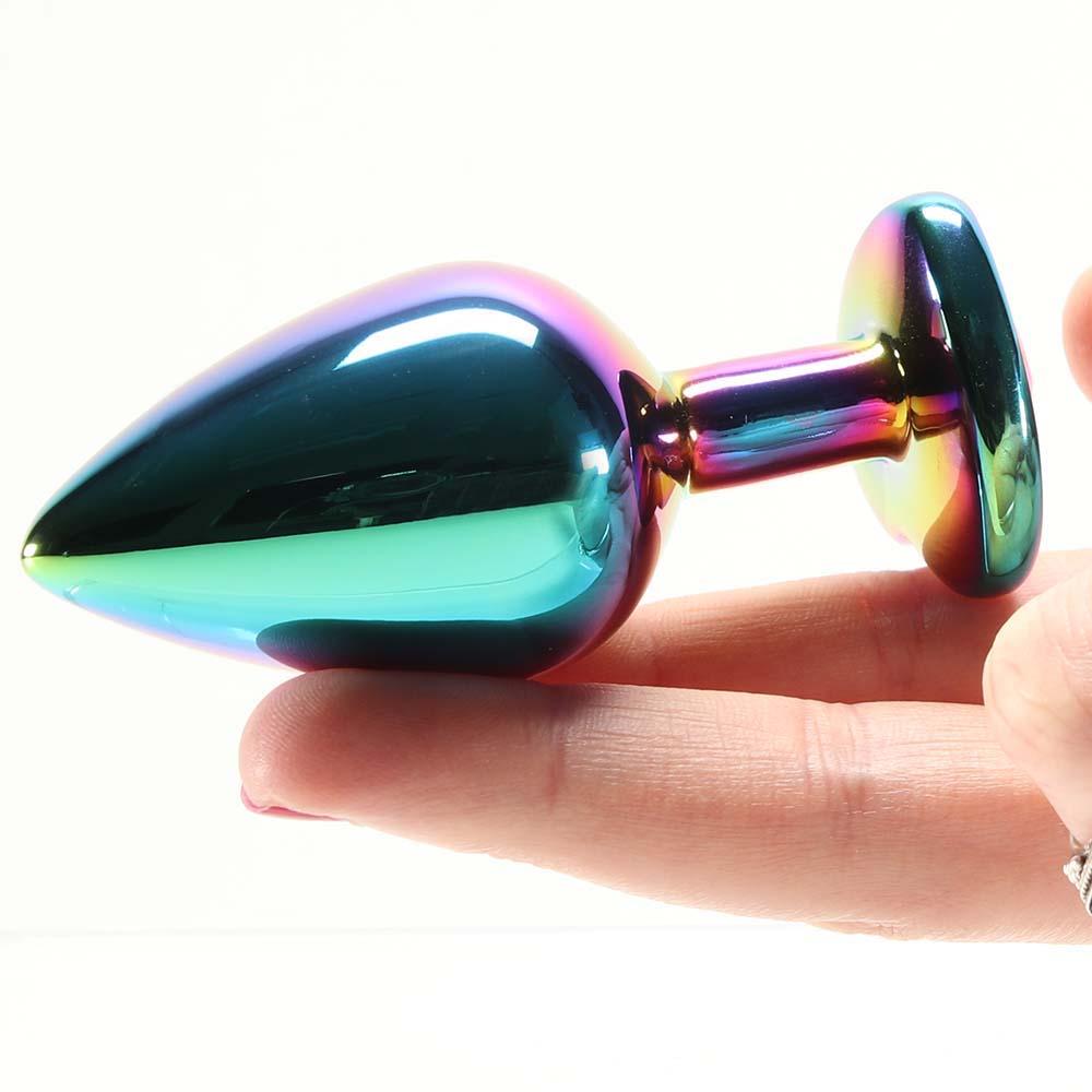 Medium Aluminum Plug with Pink Heart Gem in Multicolor