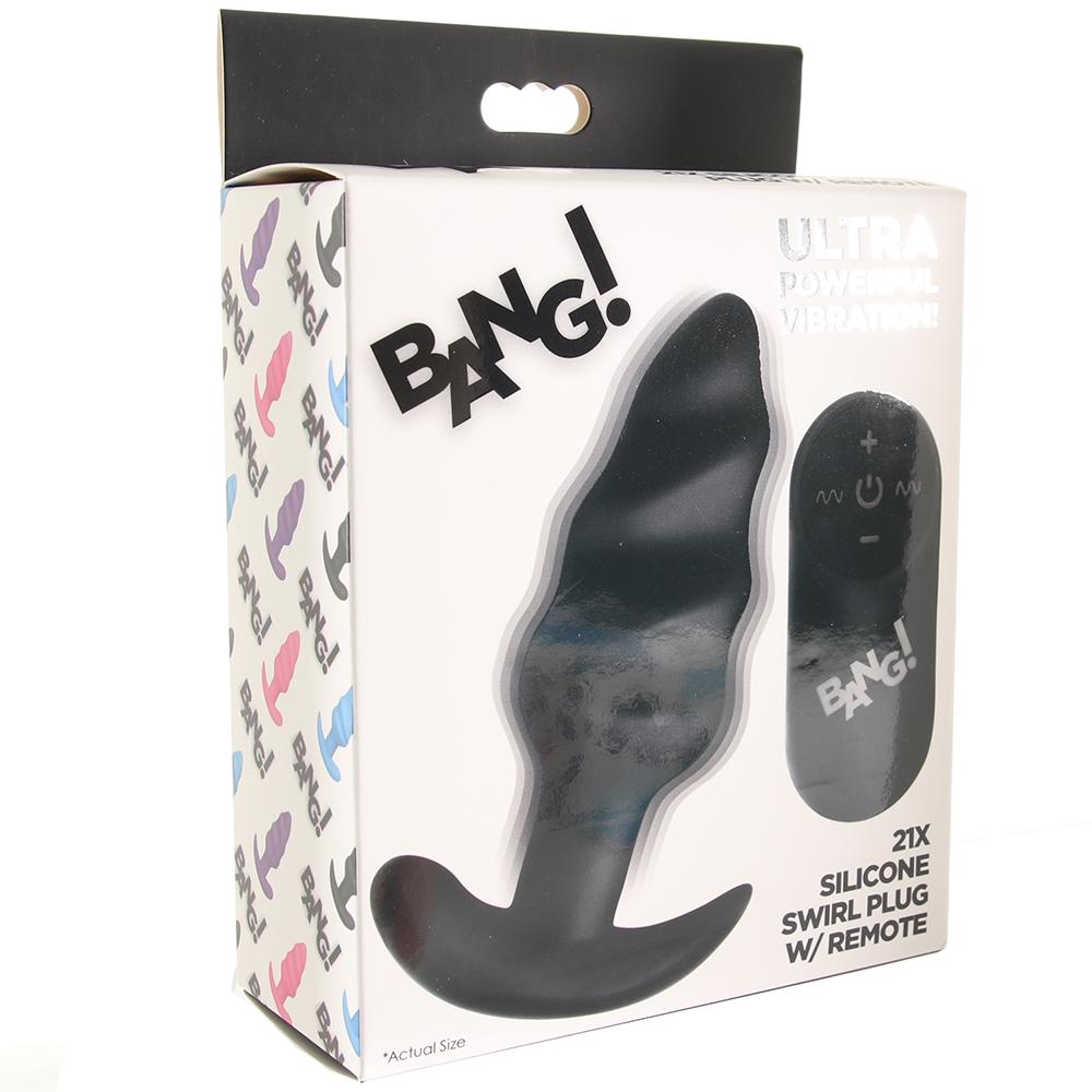 Bang! 21X Vibrating Swirl Remote Plug in Black