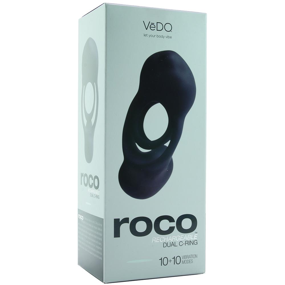 Roco Rechargeable Dual Vibrating C-Ring in Just Black