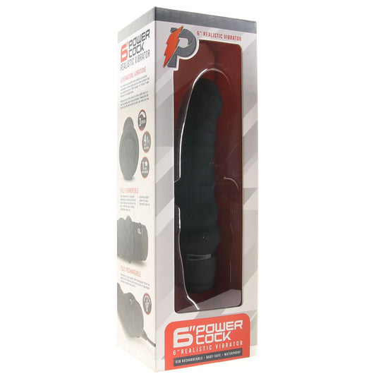 Power Cock 6 Inch Realistic Vibe in Black
