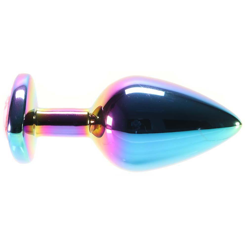 Medium Aluminum Plug with Pink Heart Gem in Multicolor